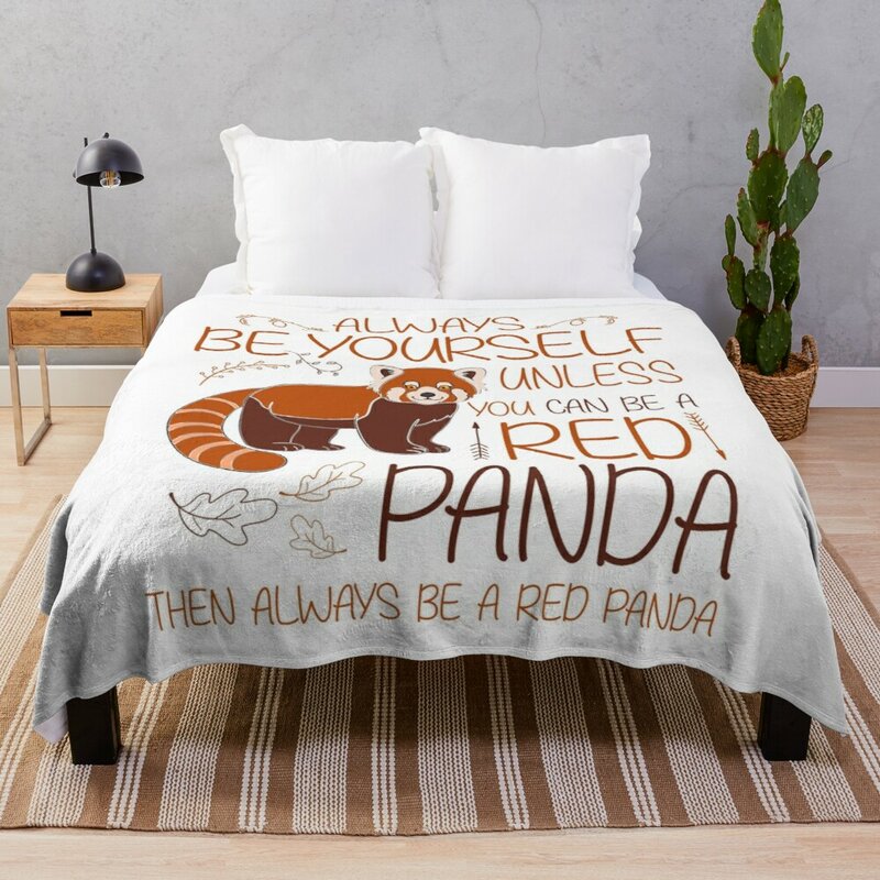 เสมอตัวเองน่ารักสีแดง Kado Panda โยนผ้าห่มผมผ้าห่ม