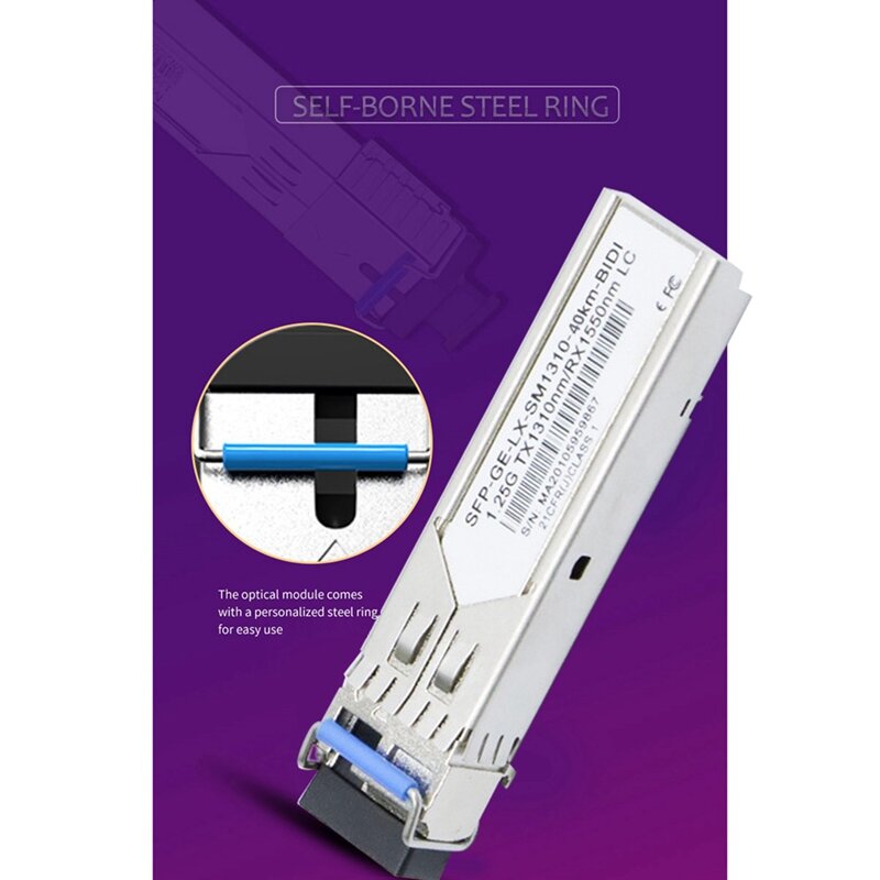 1Pair Gigabit Fiber SFP Module 1.25G Single Mode 40Km LC 1310Nm/1550Nm Compatible With Multiple Types Of Switches