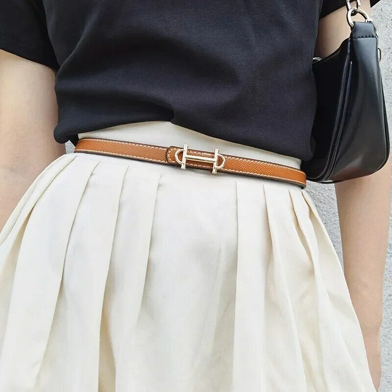 2024 NewWomen's Double-sided Fashion Accessories Small Belt H-shaped Structure Solid Color Minimalist Belt