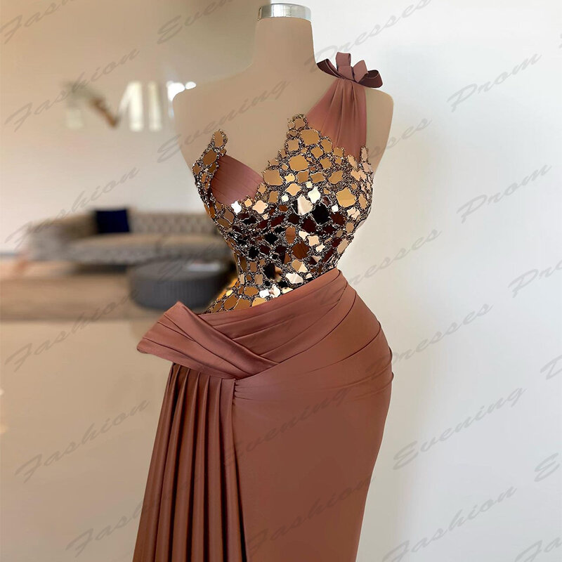 Seksowna suknie wieczorowe z odkrytymi plecami dla kobiet prosta satynowa moda wyszczuplająca syrena z ramienia bez rękawów elegancka suknie na przyjęcie