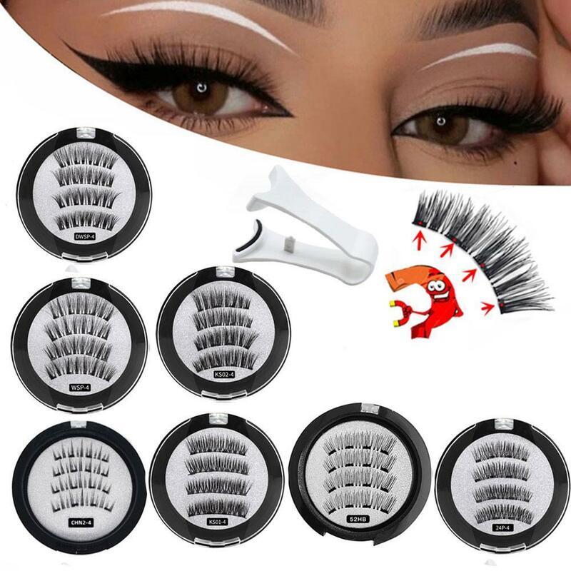 2 Pair 3D Magnetic False Eyelashes Reusable Magnetic Eyelashes With 4 Magnetic Lashes Natural Eyelash Extension Makeup Tools