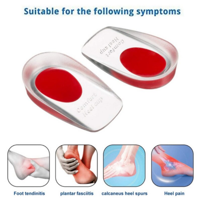 1pair Soft Silicone Gel Insoles Men Women Transparent Relieve Foot Pain Heel Insoles Foot Massager Care Shoe Pad Foot Care Tool