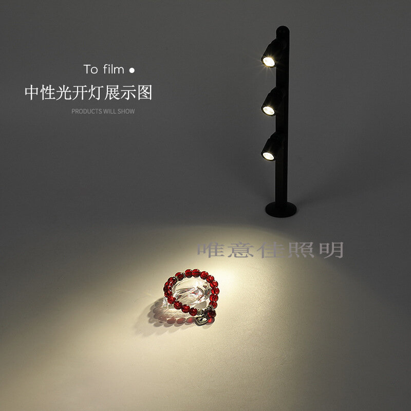 LED spotlight Desk Stand Pole Post Lamp Spotlight Jewelry Phone Store Showcase Display Case chrome black