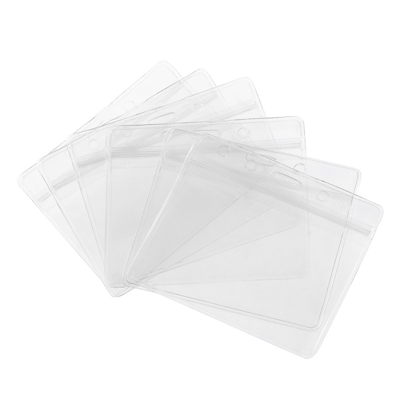 Transparent Vinyl Plastic ID Card Clear Stand Horizontal Name Tag Waterproof Name Plate Office Supplies