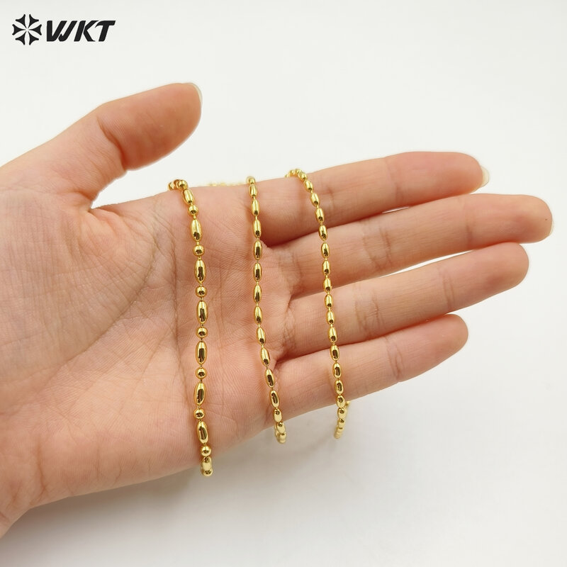 WT-BFN061 commercio all'ingrosso più nuovo Design 18k perline di bambù placcate in oro reale resistere alla collana a catena di gioielli in metallo sfumabile per ciondoli