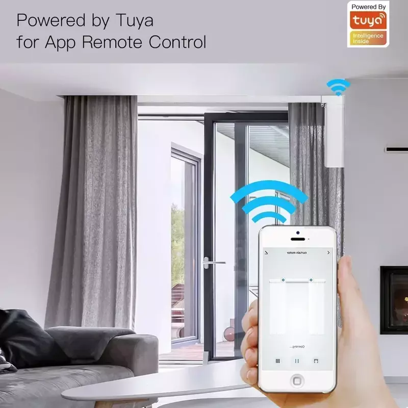 Moes New Smart WiFi Motorized Splicing Curtain DIY Track Tuya Motor RF Remote Smart Life Tuya APP Control With Alexa Google Home