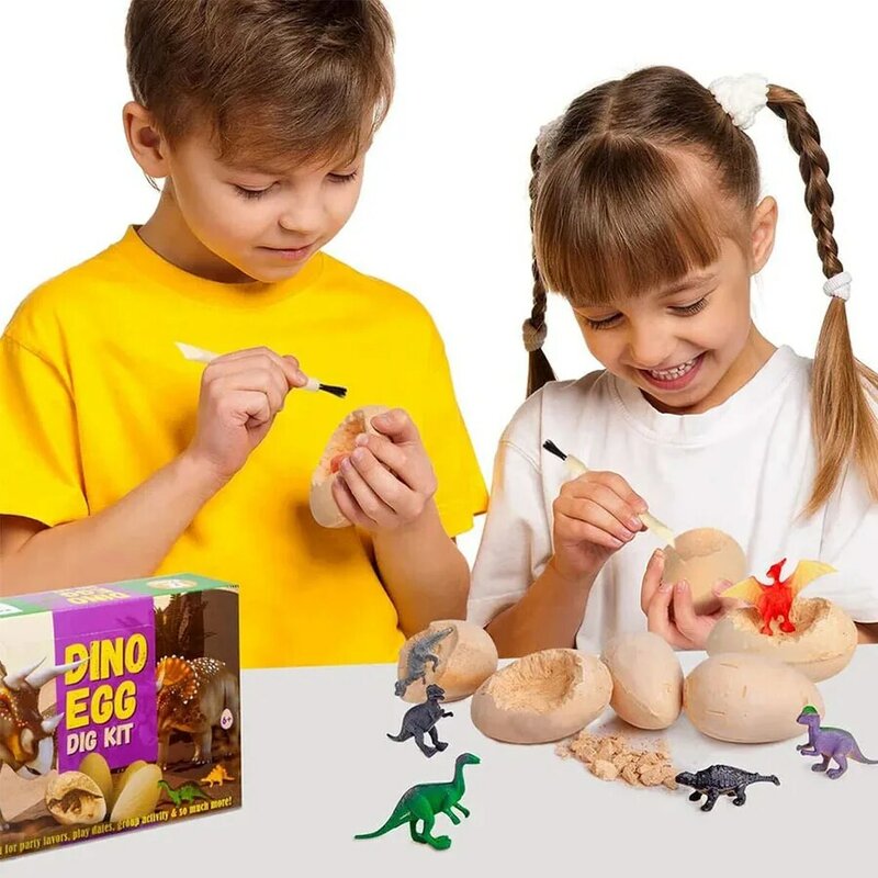 Mainan edukasi dinosaurus hadiah ulang tahun anak laki-laki perempuan, penggali harta karun DIY Model pemasangan untuk anak laki-laki dan perempuan