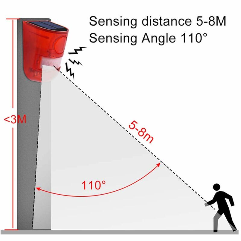 Baru sirene Sensor gerak inframerah surya 120DB sirene keamanan keras untuk halaman rumah IP65 tahan air