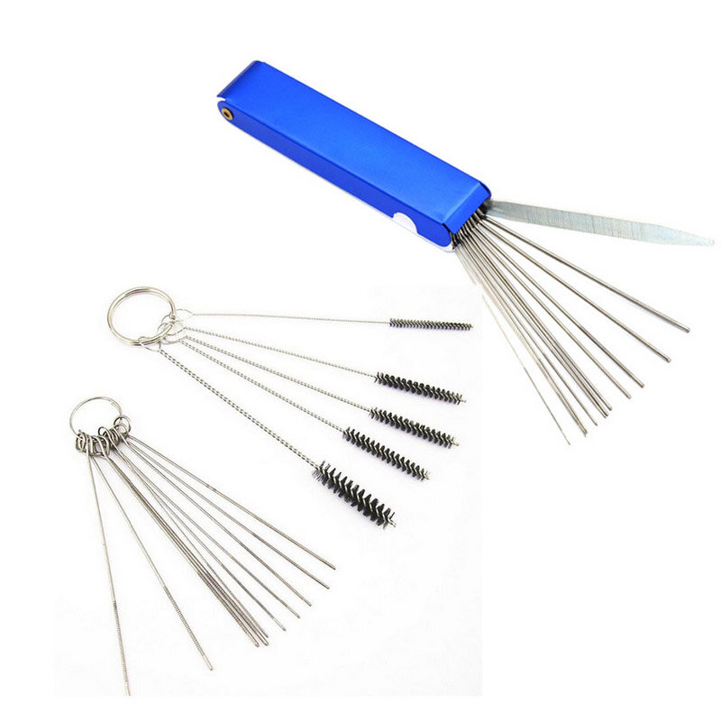 Carburetor Cleaning Tool Carbon Dirt Jet Remove Brushes Needles for Car Motorcycle Moped Scooter ATV Carb Jets Wire Cleaner Kits