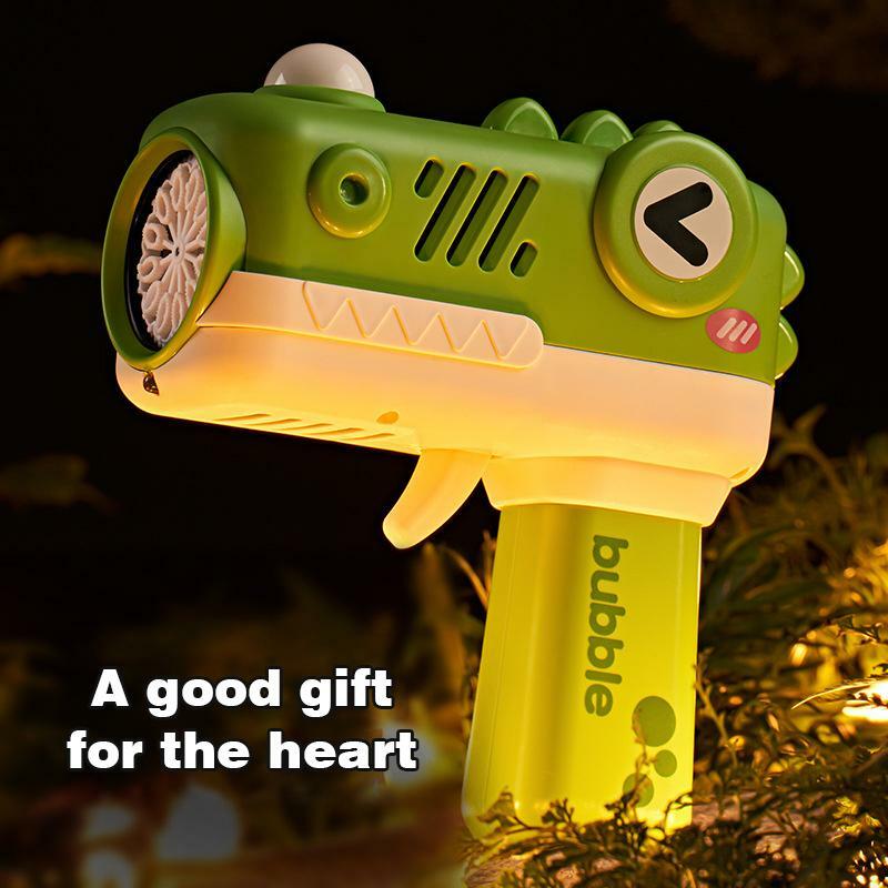Pistol gelembung listrik otomatis lucu kartun mesin gelembung mainan anak untuk anak laki-laki perempuan luar ruangan pesta pernikahan mainan anak-anak hadiah Natal
