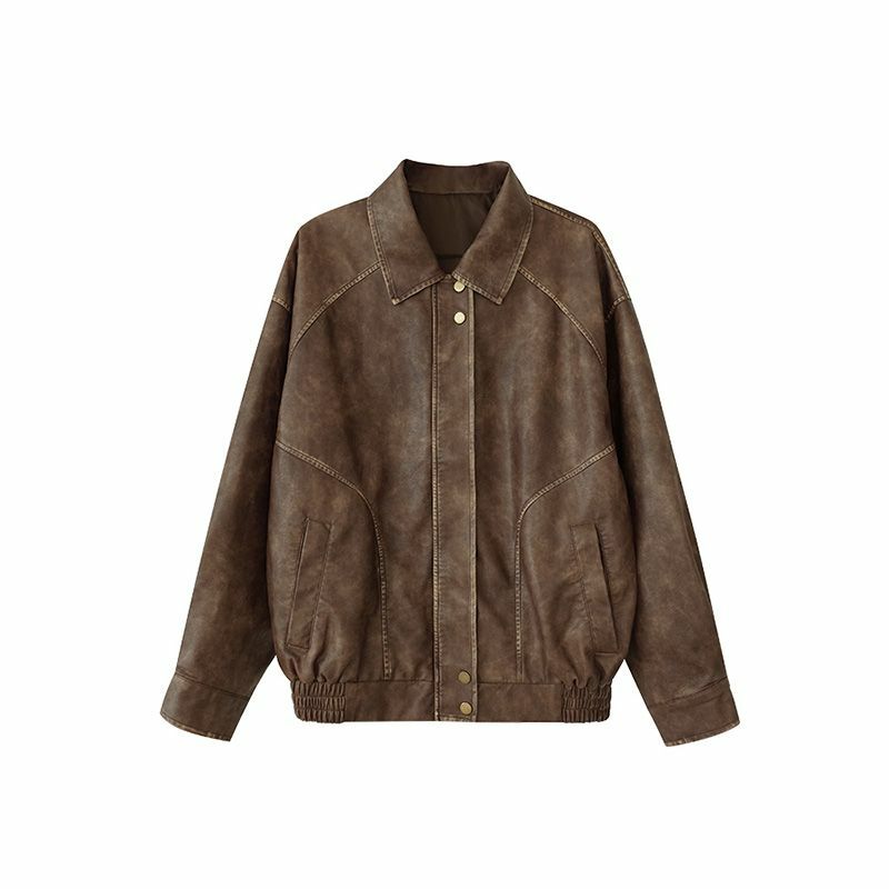 Американская винтажная кожаная куртка Deeptown, гоночные куртки из искусственной кожи на молнии со старыми деньгами, женская модная уличная одежда в Корейском стиле