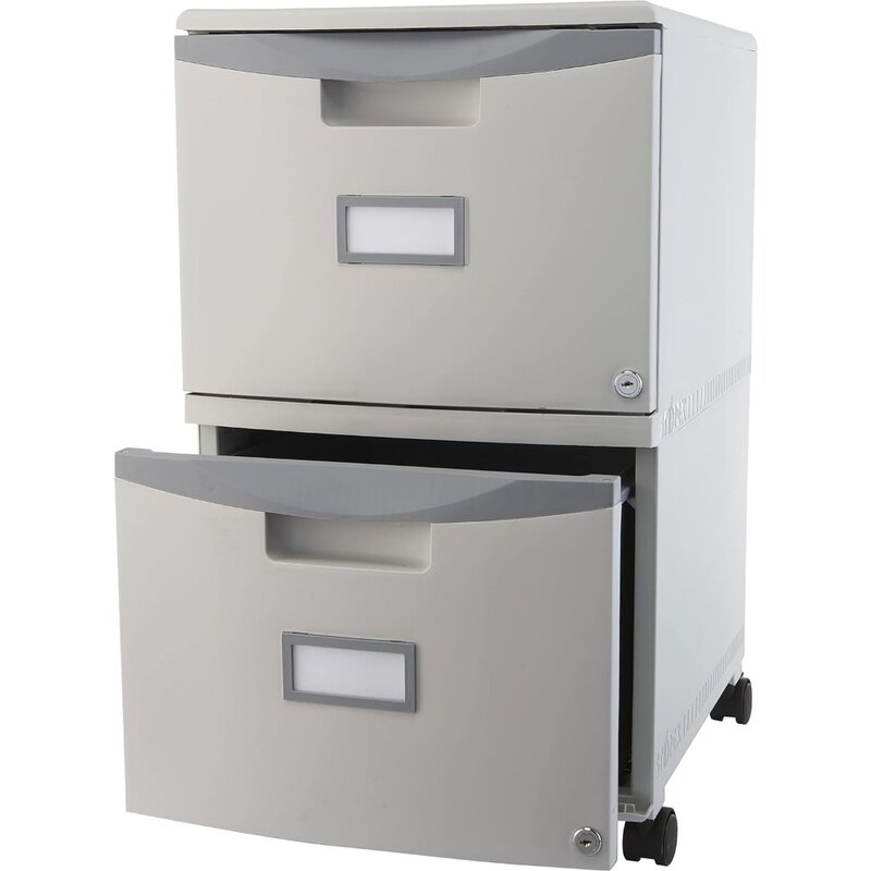 Two-Drawer Mobile File Cabinet With Lock Filing Cabinets 14.8 X 18 X 26-Inch Gray freight Free Office