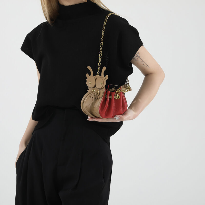 أمزجة-حقيبة تنين صينية صغيرة للنساء ، دلو برباط لطيف ، سلسلة أحمر شفاه ، حقيبة كروس بودي ، محفظة مصممة فاخرة ، حقيبة يد ،