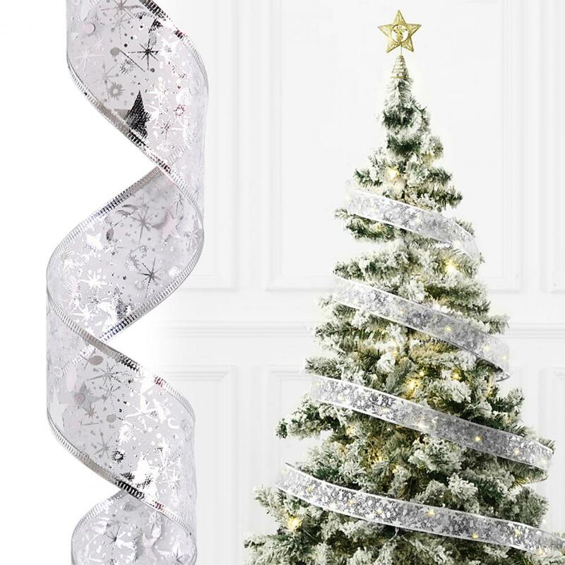 Cinta de luz de hadas de Navidad, lazo decorativo de doble capa para el pelo, para envolver regalos, 2m