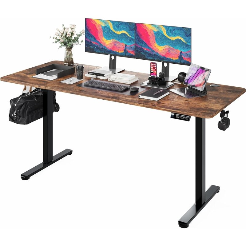 Monomi-Mesa elétrica em pé, Mesa em altura ajustável, Ergonômico Home Office Sente-se Stand Up Desk com memória, 63x28 in