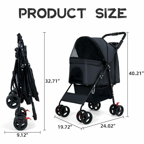 Pet  Stroller,Foldable  Cat Jogger Stroller, Pet Strolling Cart,  Travel Carrier Portable Lightweigh  Stroller
