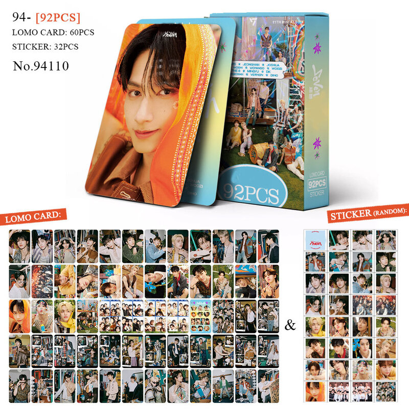 92pcs Kpop THE8 JEONGHAN MINGYU JUN JOSHUA WOOZI Photo Card Albums HEAVEN Lomo Card Postcard for Fans Collection Card Photocard