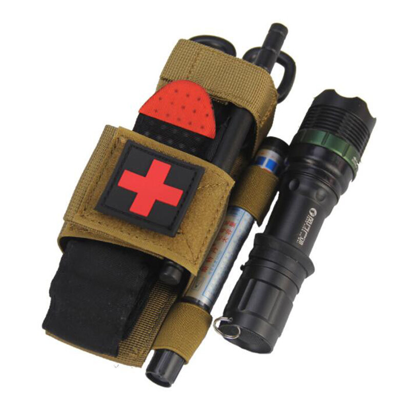 Molle Tactical Medical Scissor Pouch Tourniquet Holder EDC Waist Pack Hunting Military Accessory Flashlight Storage Holster Bag