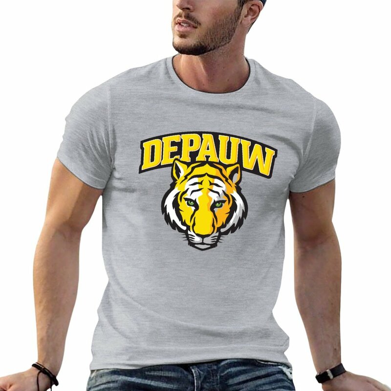Depauw 대학 호랑이 티셔츠, 재미있는 플러스 사이즈 티셔츠, 남성 키 큰 티셔츠