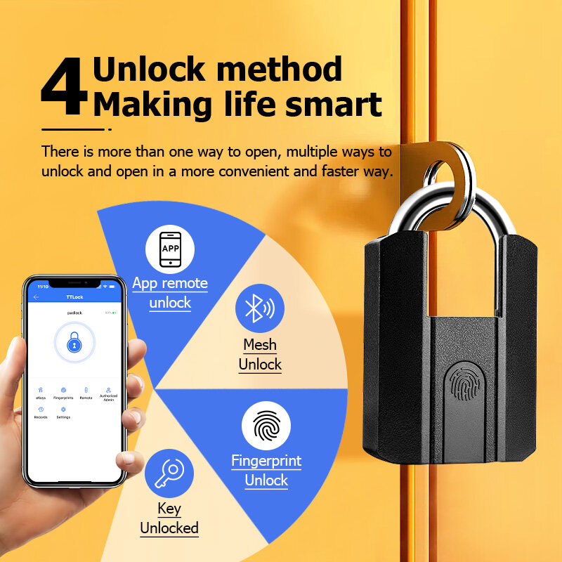 TTLock APP 블루투스 스마트 자물쇠, 키리스 미니 가방, 휴대용 전자 자물쇠, 스마트 문짝 자물쇠, IP67 방수