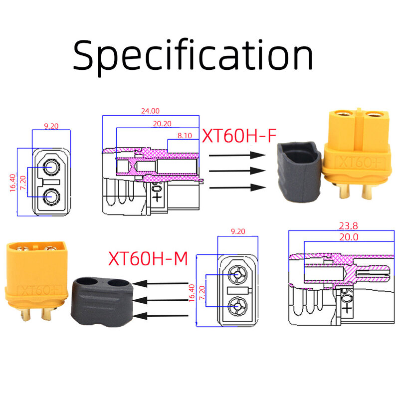 Разъемы Amass XT60, розетки для радиоуправляемых Lipo-батарей, розетки для радиоуправляемых дронов, оптом, разъемы XT60