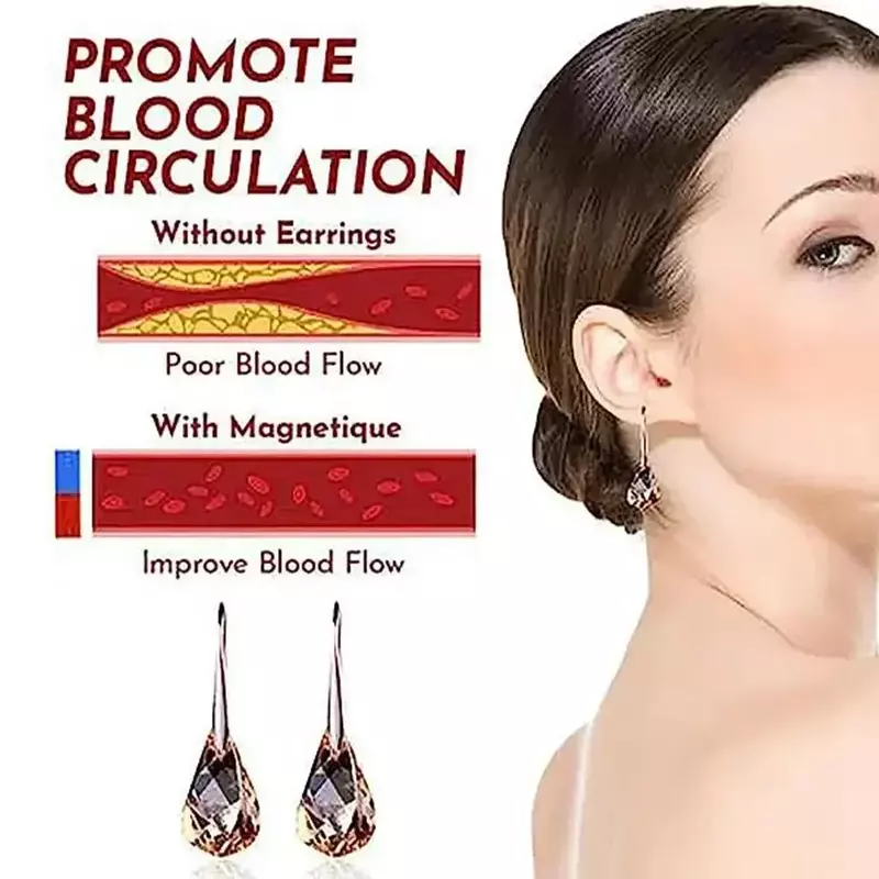 Lymphatic Slimming Magnetic Weight Loss Earrings for Women Sparkly Rhinestone Dangle Quartz Stone Lymphatic Drain Earrings