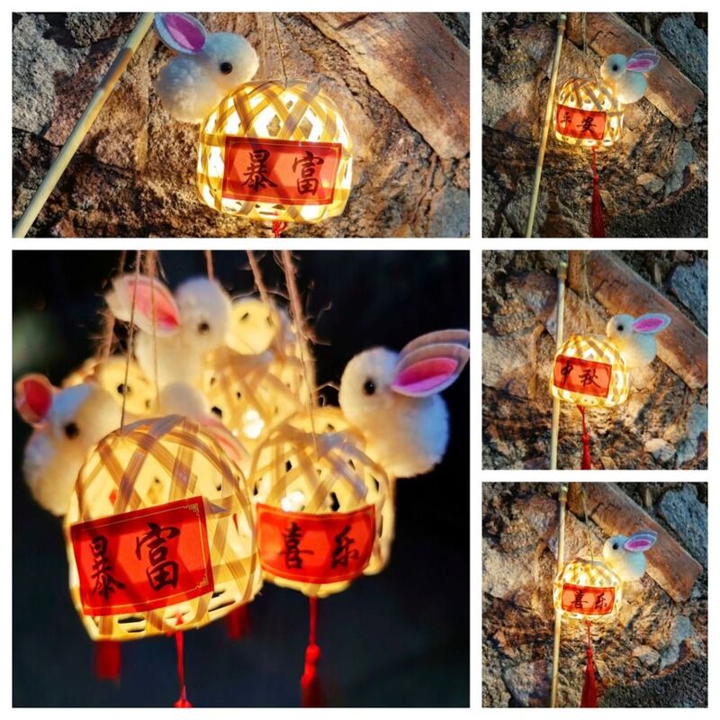 Lanterna in stile cinese Bamboo LED Light Glowing Lantern Handmade Mid-Autumn Festival lanterne portatili per bambini decorazione della casa