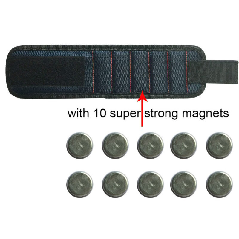 1Pc Magnetische Polssteunband Met Sterke Magneten Voor Het Vasthouden Van Schroeven Nagel Armband Riemsteun Chuck Sport Magnetische Gereedschapstas