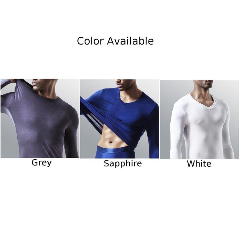 Camiseta de manga larga con cuello redondo para hombre, ropa interior térmica con botones, Jersey Modal de malla de seda de hielo, cálida, Otoño e Invierno