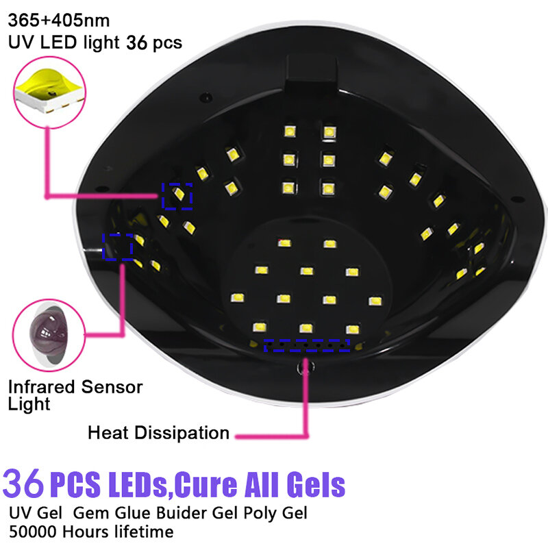 Nieuwe 168W Professionele Nageldroger Lamp Voor Manicure Krachtige UV-Gel Nagellamp 36 Leds Automatische Detectie Gel Polish Drooglamp