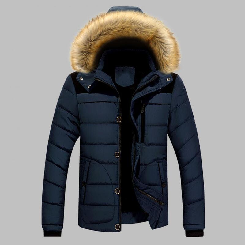 Fabulous Men Jacket Long Sleeve Wear-resistant Single-breasted Casual Winter Down Coat
