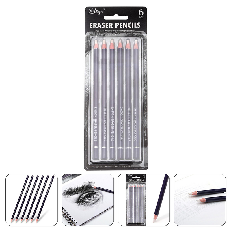 6 Pcs Sketch Pencil Drawing Eraser Erasers for Pencils Sketching Used Rubber Painting