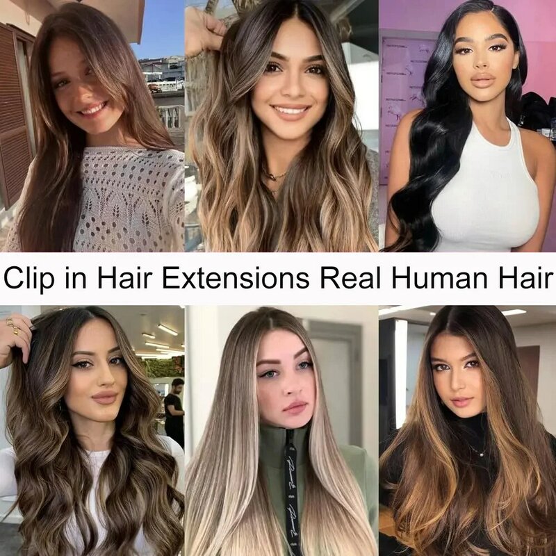Rechte Clip In Hair Extensions 8 Stuks Per Set Met 18Clips Dubbele Inslag Braziliaanse Maagdelijk Menselijk Haar
