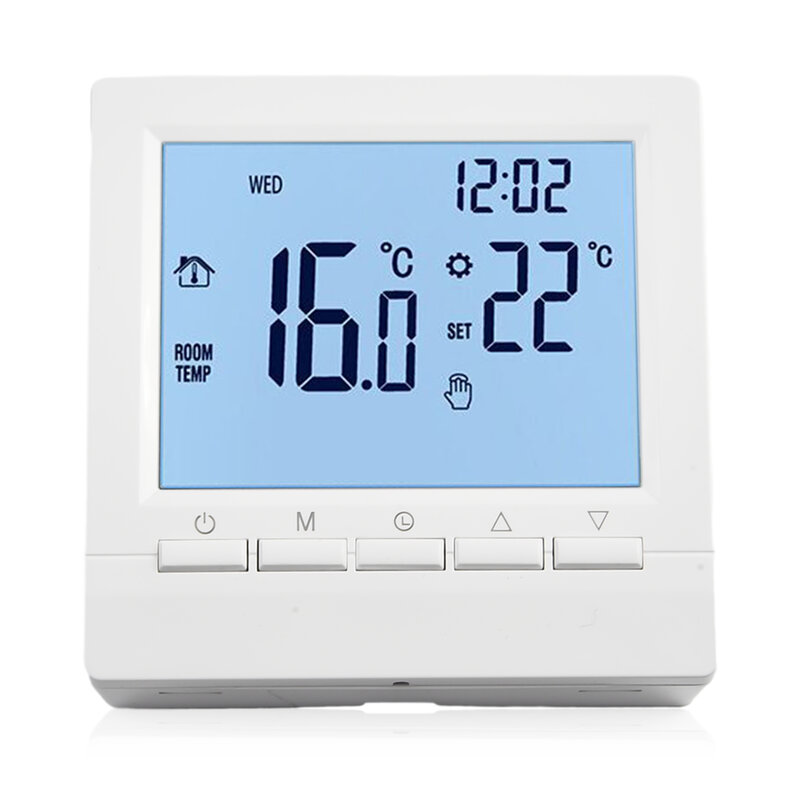 デジタル温度コントローラー,統合センサー付きLCD温度コントローラー,床暖房用,1個