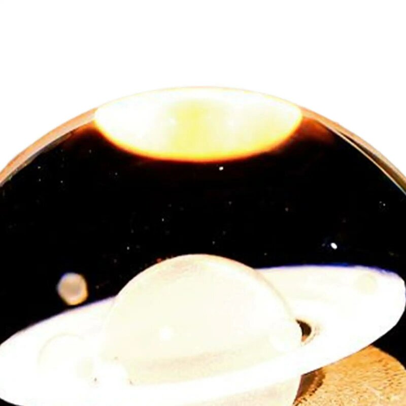 Lámpara de mesa LED de 6cm, decoración de adorno, Base de madera, bola, luz nocturna