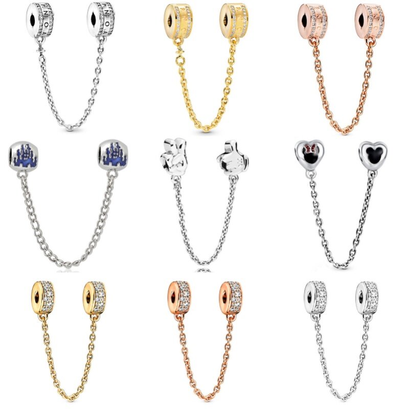 2024 New Fashion Lock Moon Safety Chain Charm Beads fit Original Pandora bracciali portachiavi ornamenti fai da te parti per la creazione di gioielli
