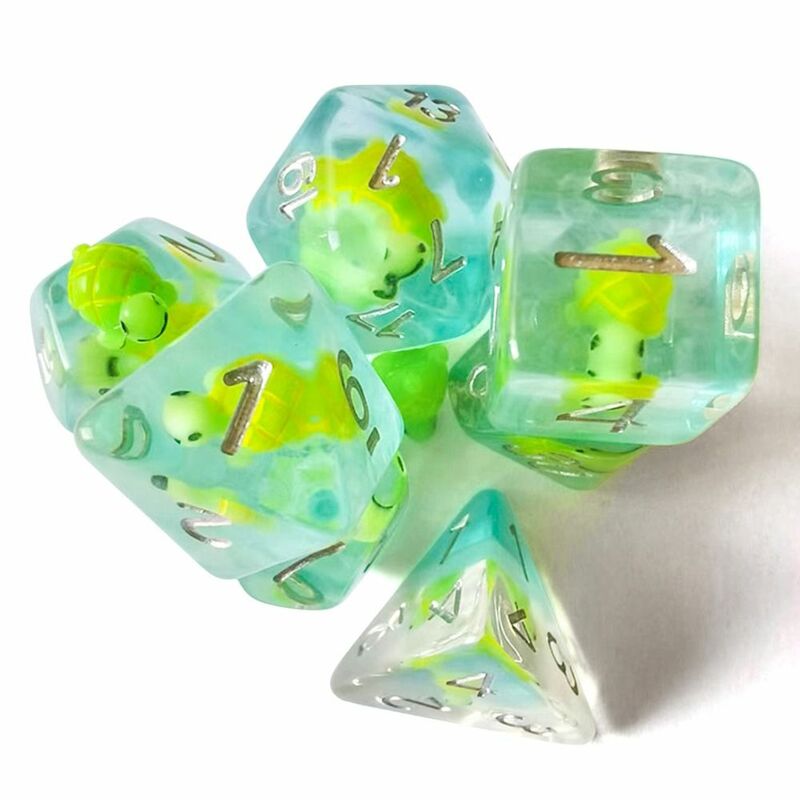 7Pcs/Set Polyhedral Resin Animal Dice Set Tortoise Dice For DND Accessories Board Card Game