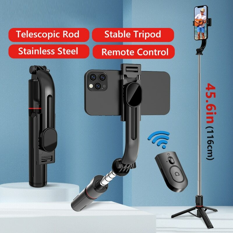 INRAM-L13-Wireless Bluetooth Selfie Stick, Tripé Dobrável, Obturador Remoto, Versão Estendida, Android, IOS, Mais Recente, Quente, 2022