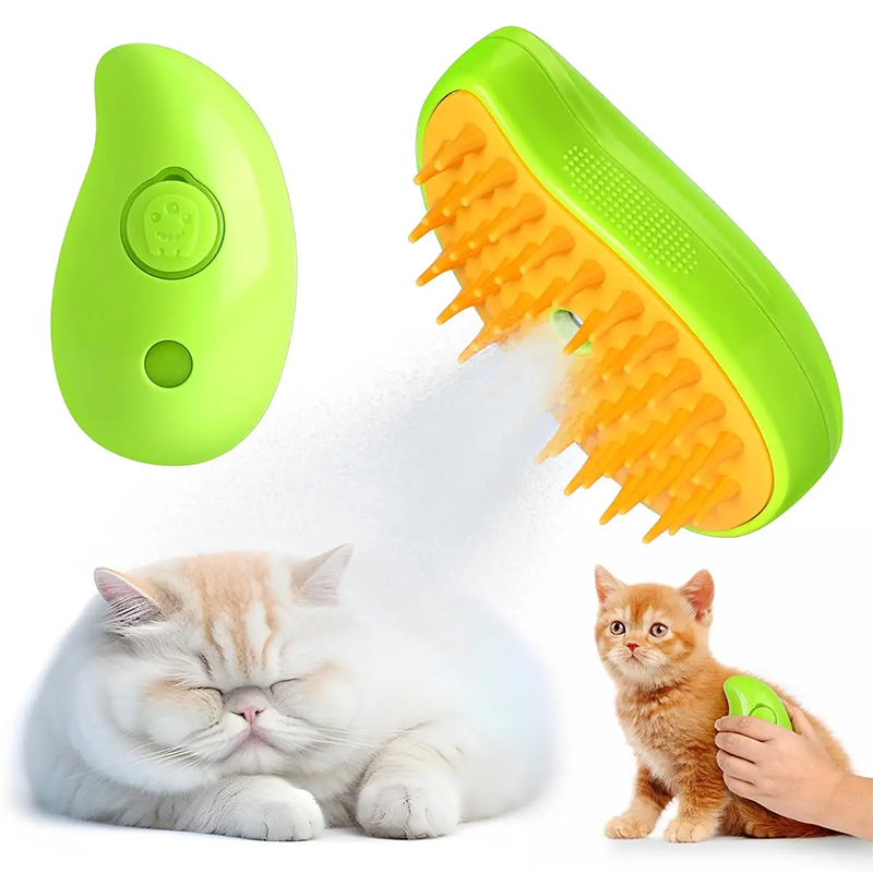 Spray elétrico escova para Pet Grooming, cão e gato escova de cabelo, pente para massagem, remove emaranhados e cabelo solto, cabelo fumegante suprimentos, 3 em 1