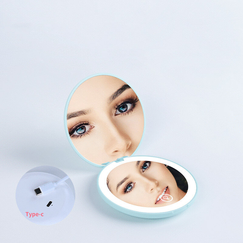 Portátil luz led espelho de maquiagem vaidade luzes compactas compõem espelhos de bolso vaidade cosméticos mão dobrável led espelho lâmpada presente