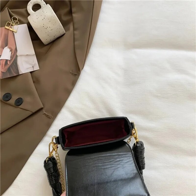 Touwhandvat Polsbandtas Voor Vrouwen Zwart Goud Zilver Mini Crossbody Tas Luxe Ketting Schoudertas Lippenstift Tas
