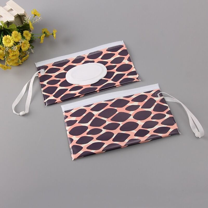Caixa de tecido portátil com tampa Flip Snap-Strap, estojo útil, bolsa cosmética, suporte de toalhetes, saco de toalhetes molhados, moda