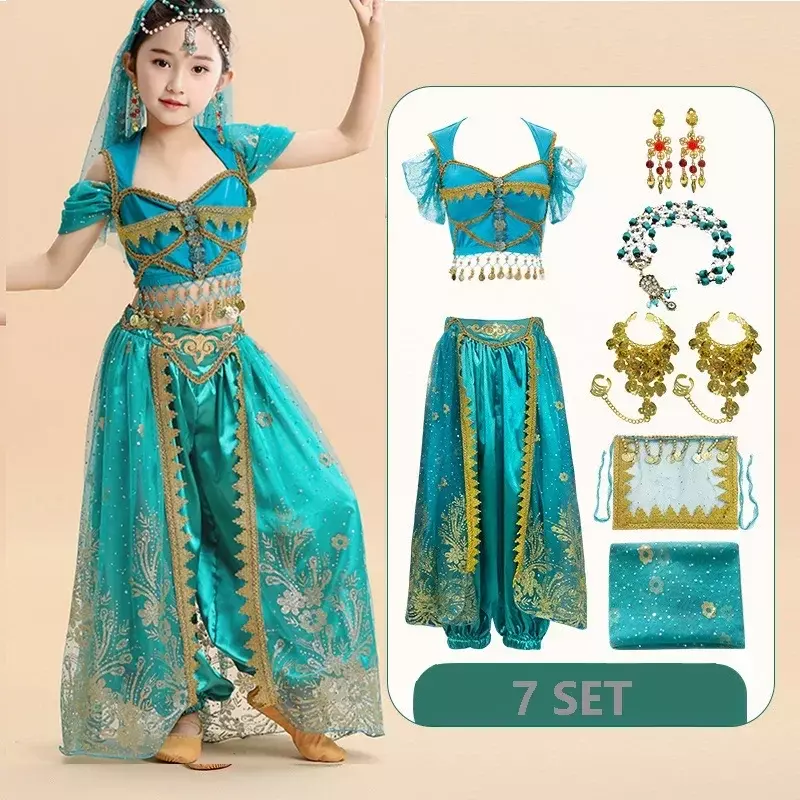 Детский индийский костюм принцессы для танца живота, костюм для восточных и индийских танцев, костюм для выступлений, детский сценический костюм для Болливуда