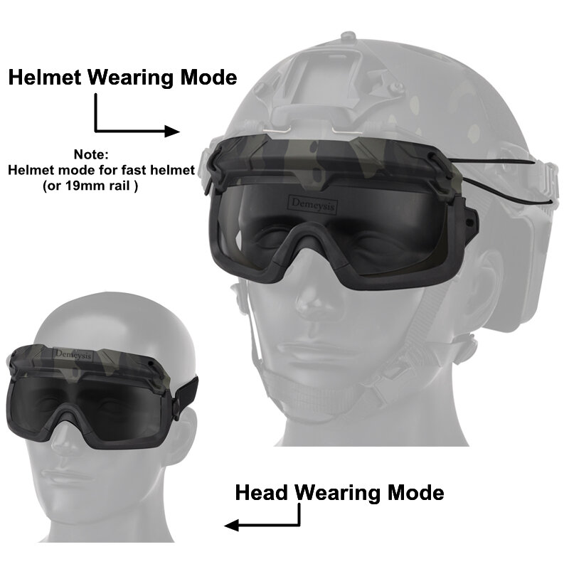 نظارات الألوان التكتيكية Airsoft ، ضد الرياح ، مكافحة الضباب ، CS المناورات ، نظارات حماية المشي لمسافات طويلة ، يناسب خوذة التكتيكية