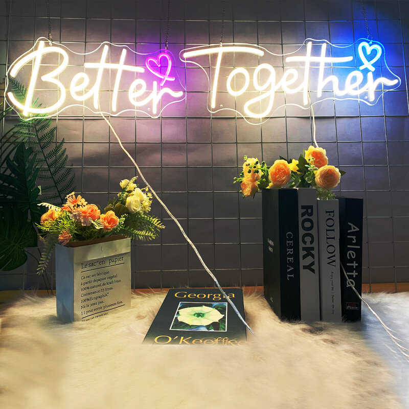 Better Together customizes heart-shaped letters Your own love LED neon sign, art neon sign decoration Love Light wedding sign