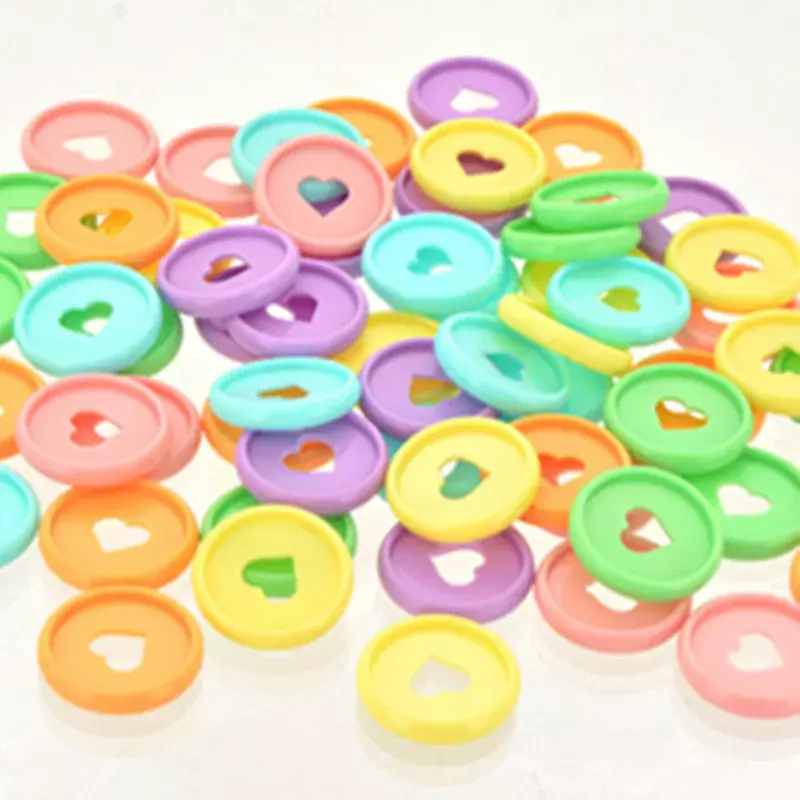 Boucle d'anneau en plastique de couleur, trou de champignon, en forme de coeur, reliure pour ordinateur portable à feuilles mobiles, 100 pièces, 28mm, nouveau produit
