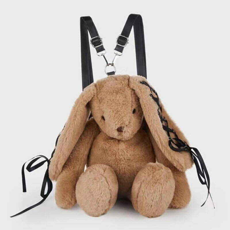 Kunst pelz niedlichen Kaninchen Rucksack Taschen für Frauen Luxus Designer Handtaschen und Geldbörsen 2024 neu in Mode Plüsch Spitze Schnur Schulter