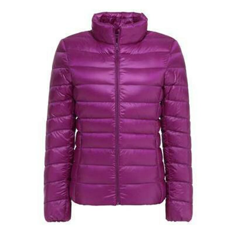 Women's Zip-Up Coat with Pockets Women's Short Down Jackets Suitable for Going Shopping Wea