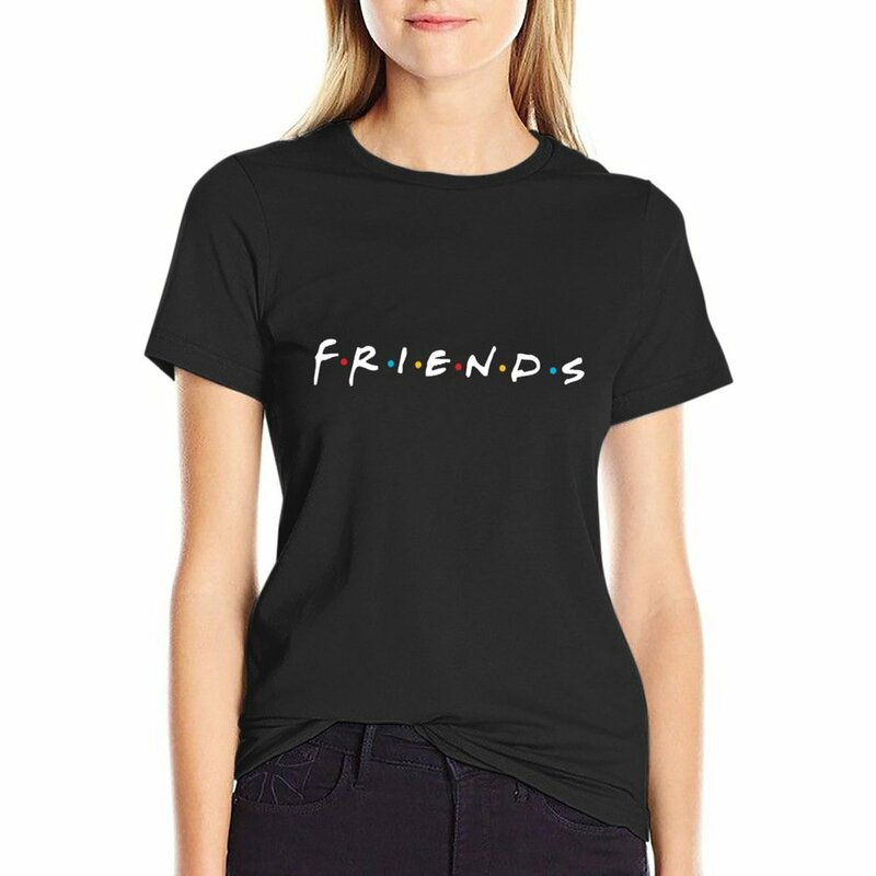 Friends kaus lengan pendek ukuran besar, T-Shirt lengan pendek ukuran besar untuk wanita