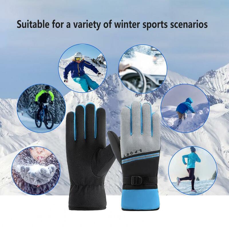 Guantes de invierno cálidos a prueba de viento, impermeables, pantalla táctil, antideslizantes, Snowboard, moto de nieve, ciclismo, esquí, dedos completos, cálidos